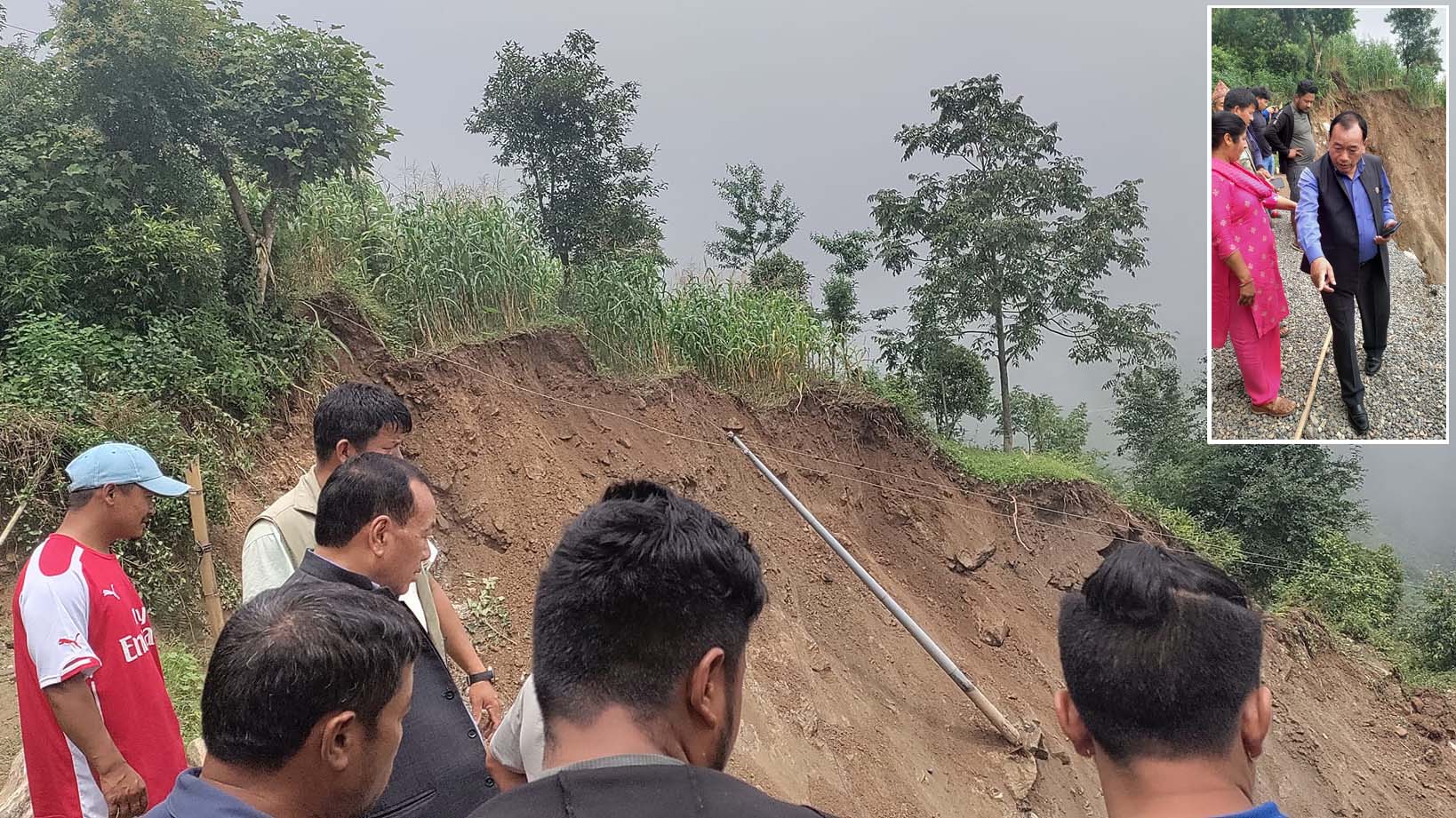 नुवाकोट गुर्जेमा पहिरोले पशु चौपायामा क्षति, सांसद तामाङ अवलोकनमा